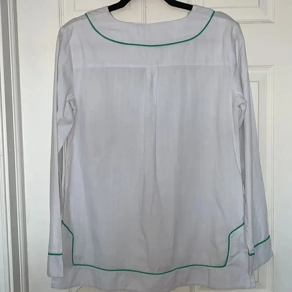Kayce Hughes Long Sleeve White Green Tunic Top Size 6 - Picture 2 of 4